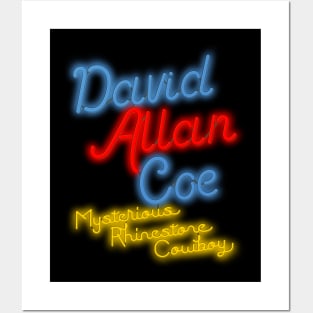 David Allan Coe Mysterious Rhinestone Cowboy Neon Posters and Art